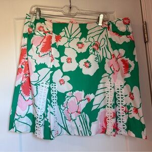 Lilly Pulitzer Green and Pink Floral A-Line Skirt